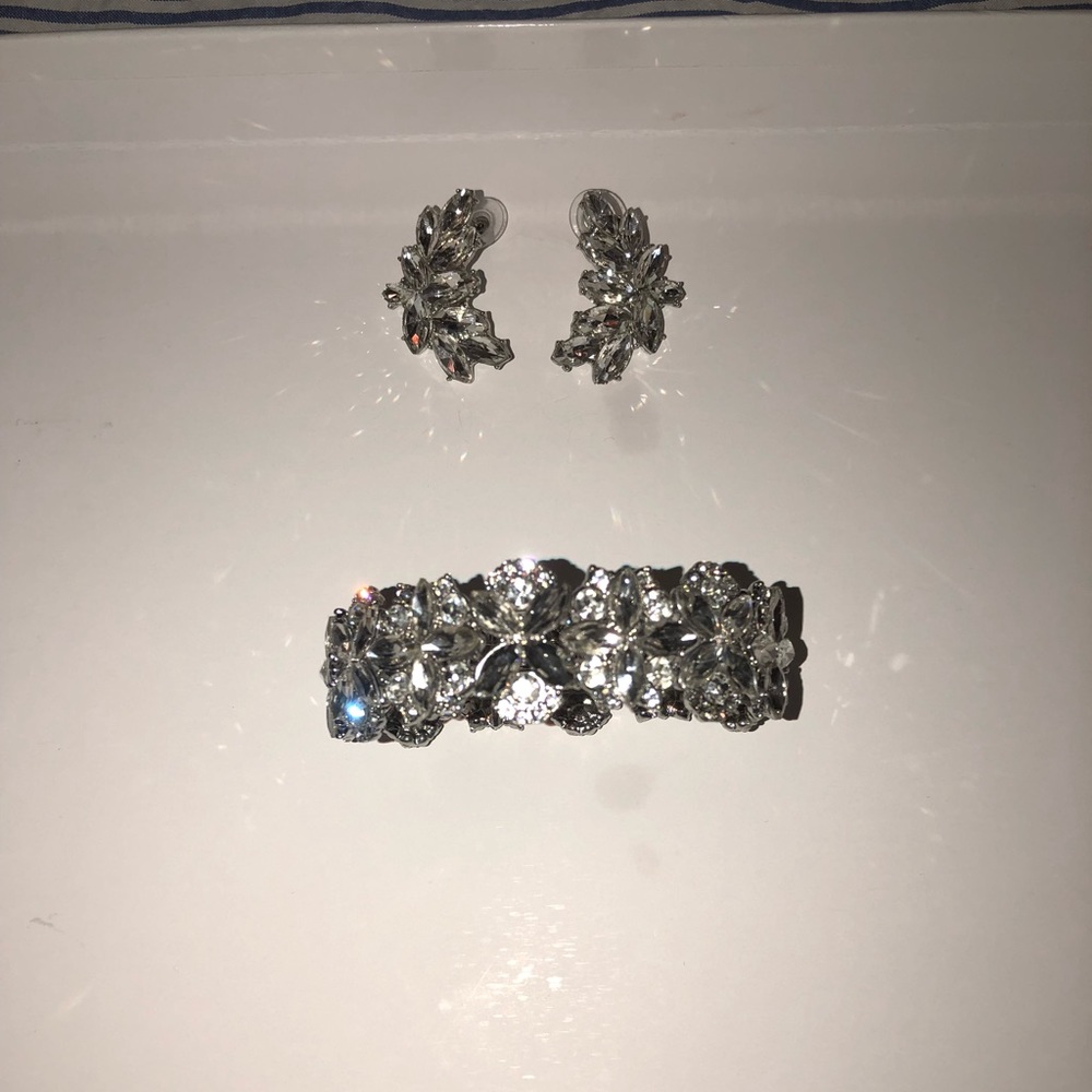 Rhinestone earrings and bracelet